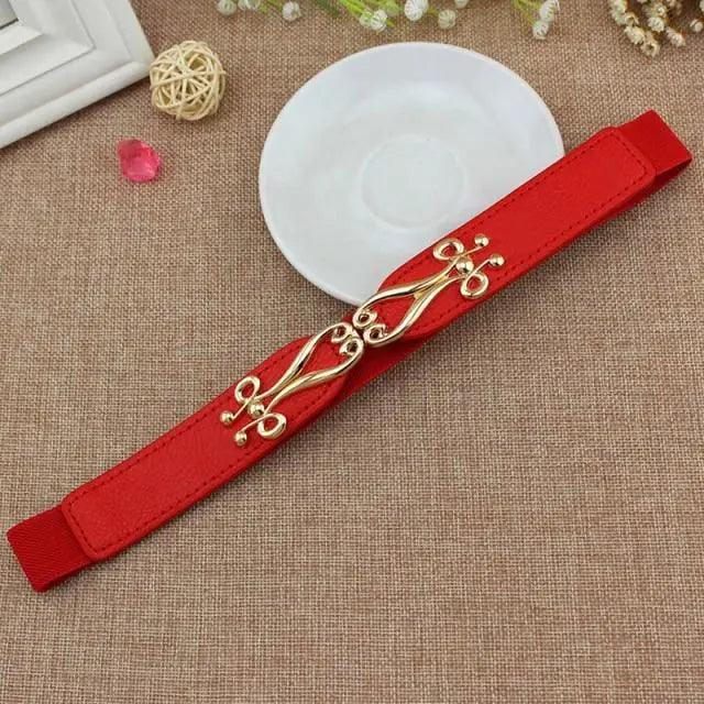 Modern Wide Fabric Strap Silver Metal Buckle Belts For Women Trendy Fashion Stretchable Classic Belts