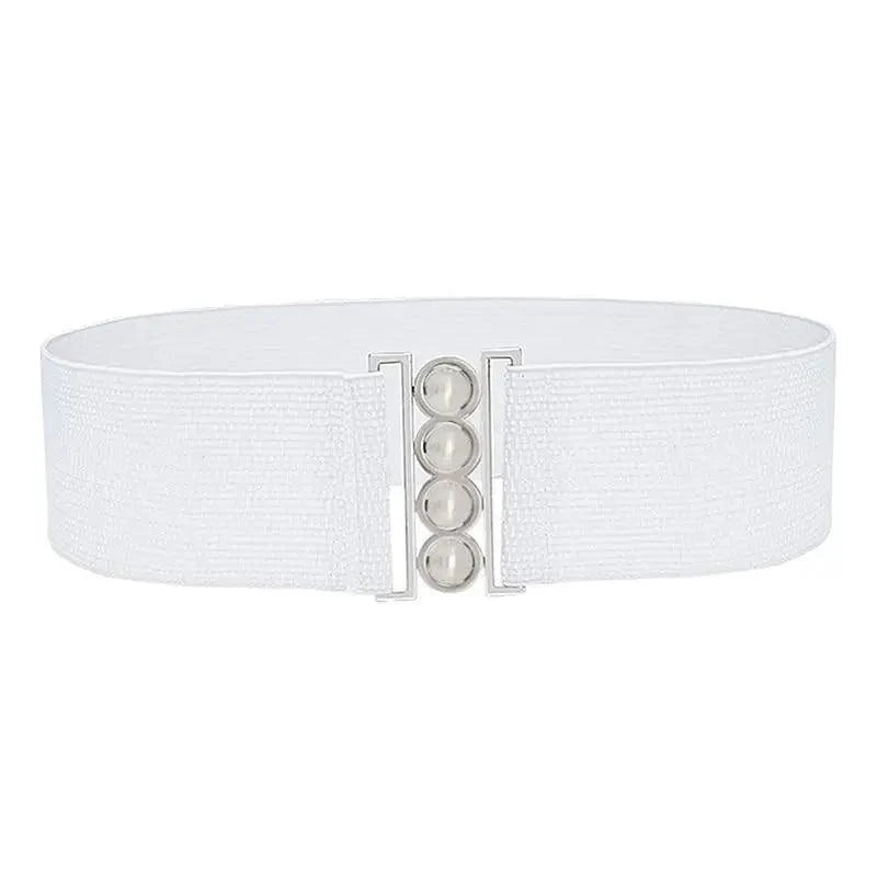 Modern Wide Fabric Strap Silver Metal Buckle Belts For Women Trendy Fashion Stretchable Classic Belts