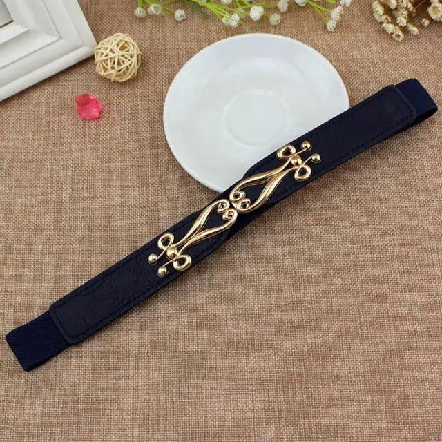 Modern Wide Fabric Strap Silver Metal Buckle Belts For Women Trendy Fashion Stretchable Classic Belts