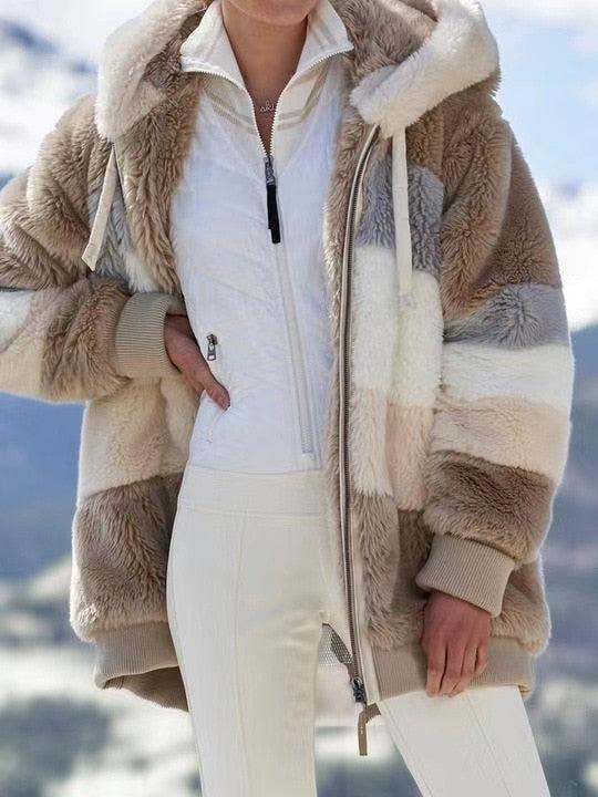 Modern Women Casual Jacket Coats Hip Hop New Autumn Winter Loose  Multicolor Hooded Jacket For Women Winter Fleece Jacket Hooded Solid Color Coats With Pockets Comfortable Jacket