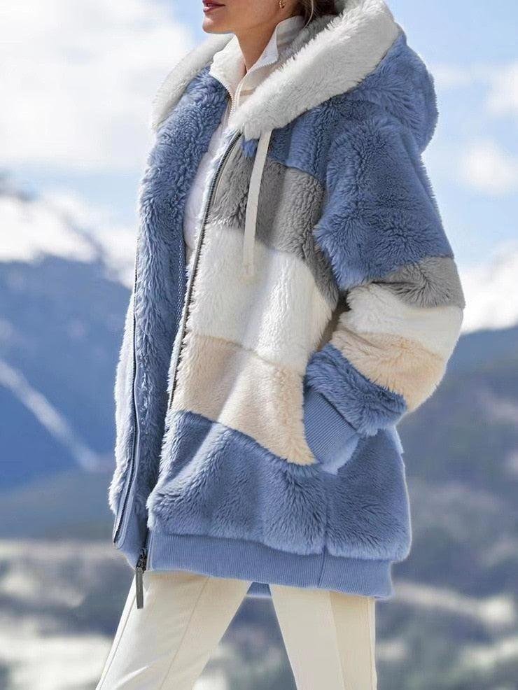 Modern Women Casual Jacket Coats Hip Hop New Autumn Winter Loose  Multicolor Hooded Jacket For Women Winter Fleece Jacket Hooded Solid Color Coats With Pockets Comfortable Jacket