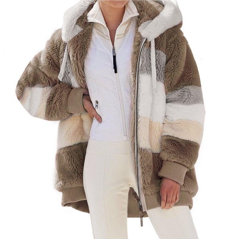 Modern Women Casual Jacket Coats Hip Hop New Autumn Winter Loose  Multicolor Hooded Jacket For Women Winter Fleece Jacket Hooded Solid Color Coats With Pockets Comfortable Jacket