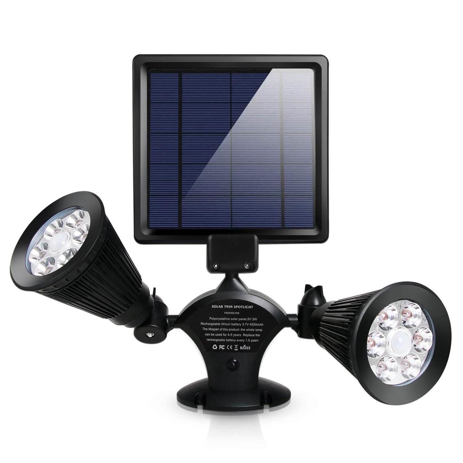 Motion Sensor Spotlights 2000lm Security Lights with Dual Head 360 Degree Rotatable