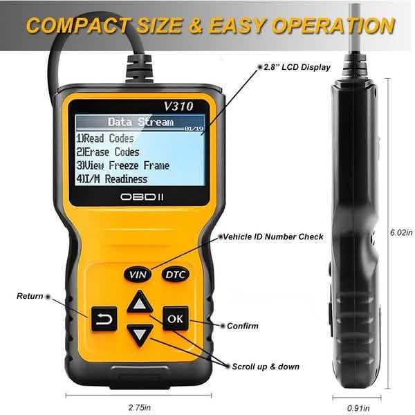MOTOPOWER MP69033 OBD2 Scanner Universal Car Engine Fault Code Reader