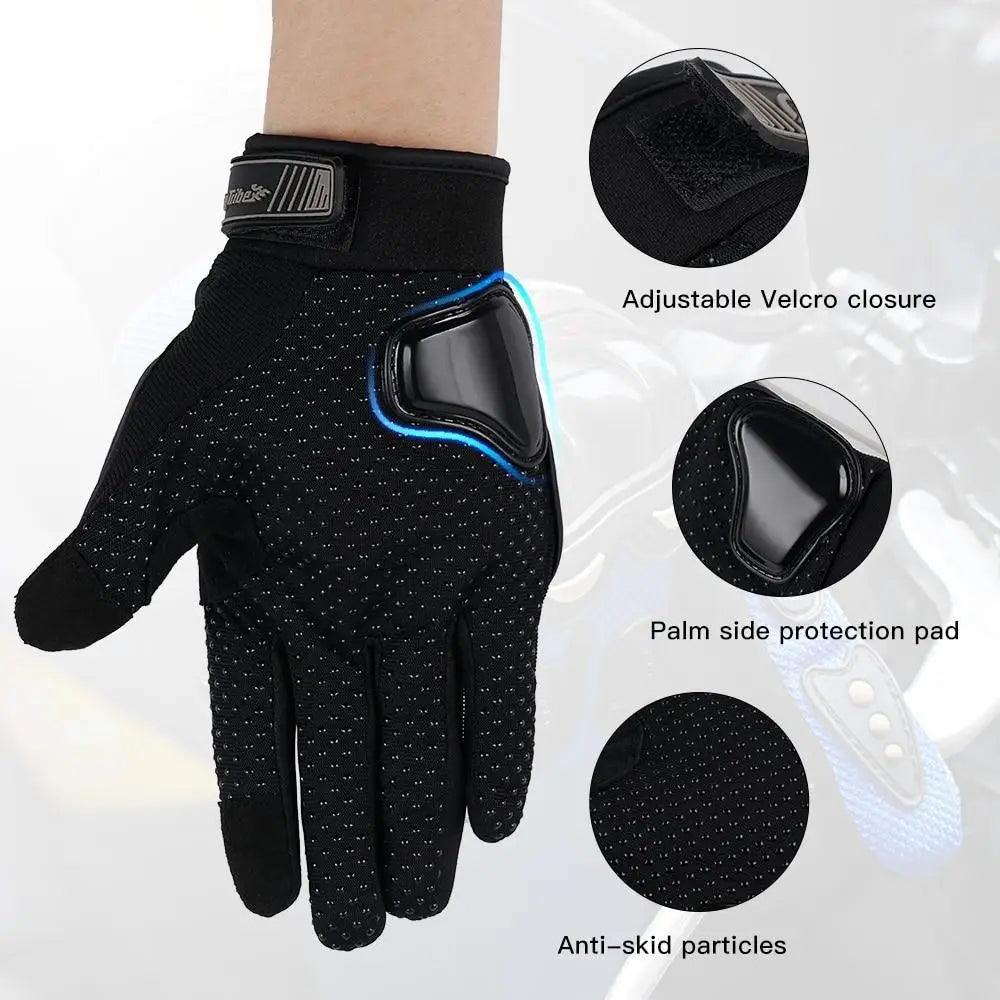 Motorcycle Breathable Glove Strong PVC Touch Screen Full Finger Motorbike Racing Riding Bicycle Summer Gloves