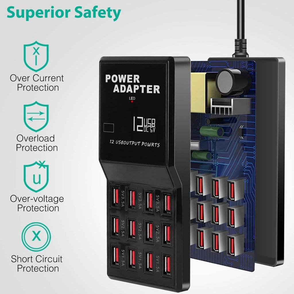 Multi 12 Port USB Charging Station Hub