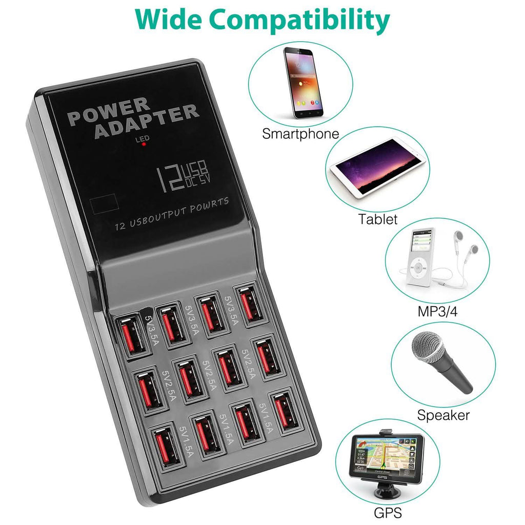 Multi 12 Port USB Charging Station Hub