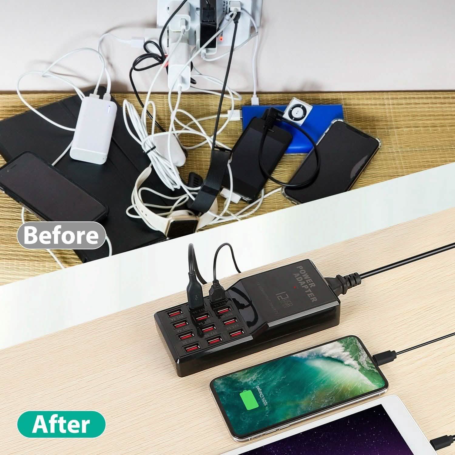 Multi 12 Port USB Charging Station Hub