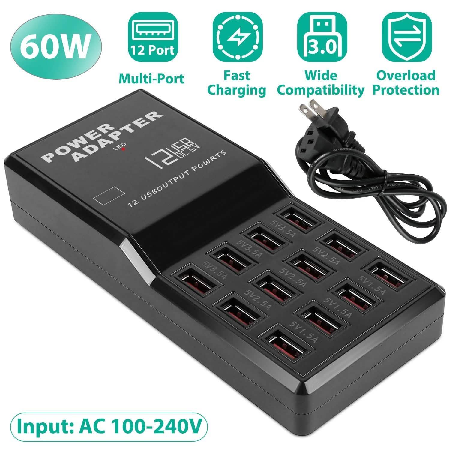 Multi 12 Port USB Charging Station Hub