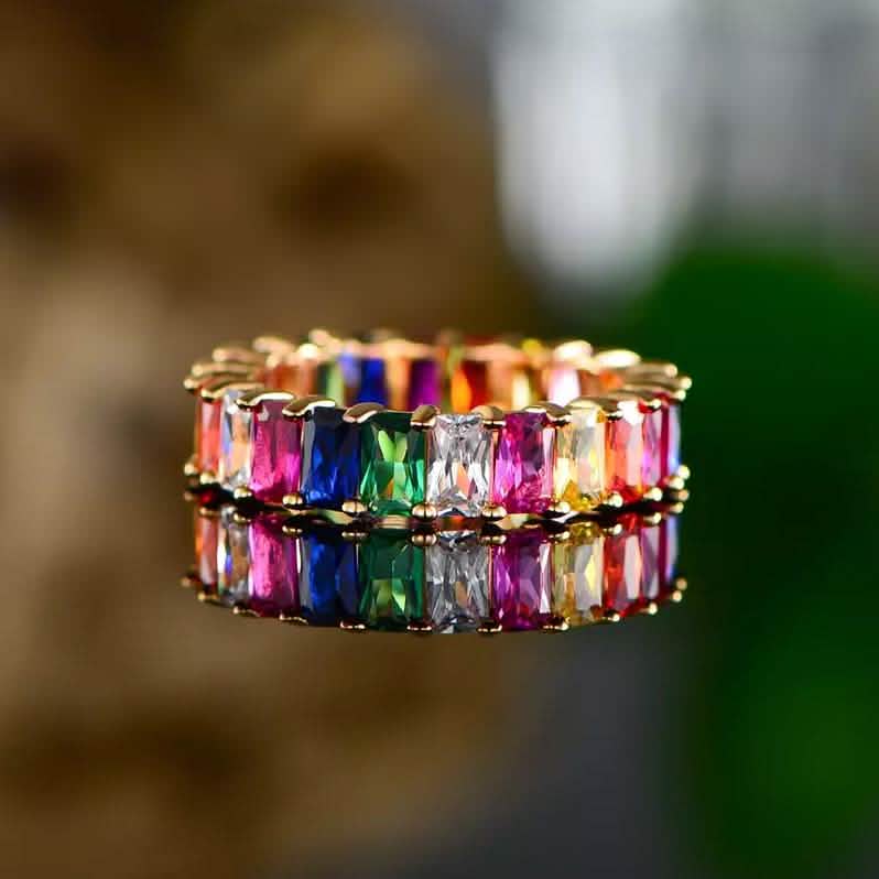 Multi-Color Eternity Ring Made with Swarovski Crystals