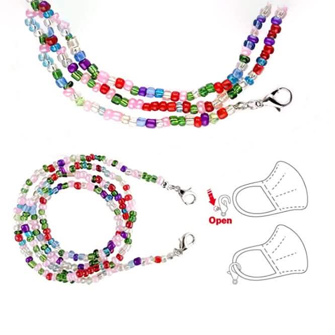 Multi-Color Face Mask Holder Beads Chain