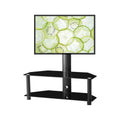 Multi-Function Angle and Height Adjustable Tempered Glass Metal Frame Floor TV Stand