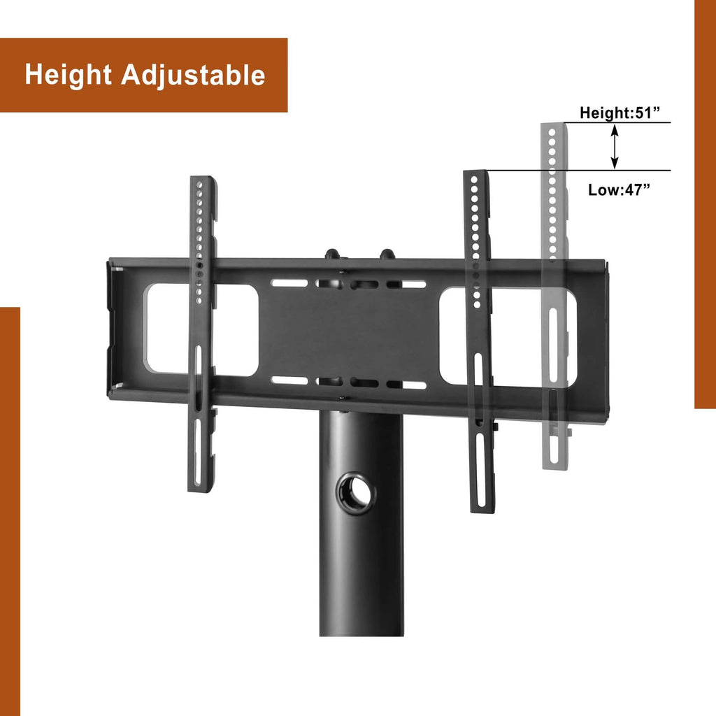Multi-Function Angle and Height Adjustable Tempered Glass Metal Frame Floor TV Stand