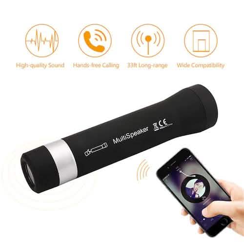 Multi-Function Bike Light Flashlight Bluetooth Speaker Handsfree Mic Support