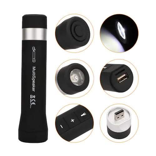 Multi-Function Bike Light Flashlight Bluetooth Speaker Handsfree Mic Support