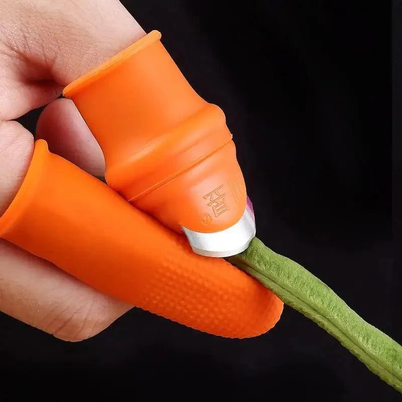 Multi-Functional 1 Set Silicone Finger Protector With Blade For Fruits Vegetable Thumb Knife Finger Guard Kitchen Accessories
