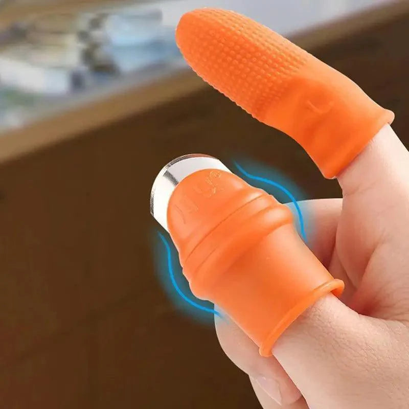 Multi-Functional 1 Set Silicone Finger Protector With Blade For Fruits Vegetable Thumb Knife Finger Guard Kitchen Accessories