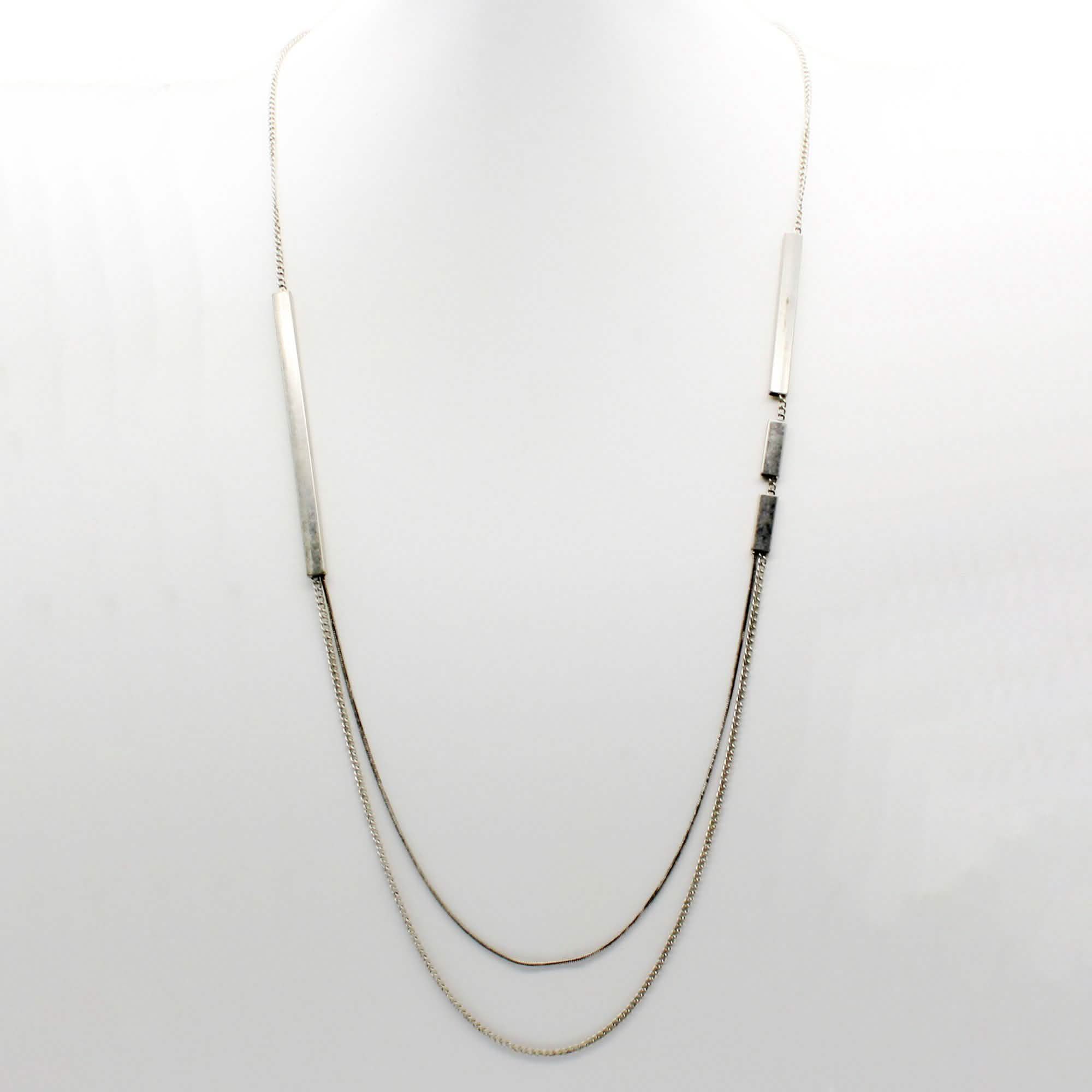 Multi-Layer Silver Bar Necklace