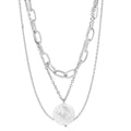 Multi Row Chain Necklace with Pearl Charm