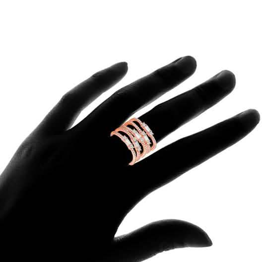 Multi Row Rose Gold Plated Ring Made with Swarovski Elements