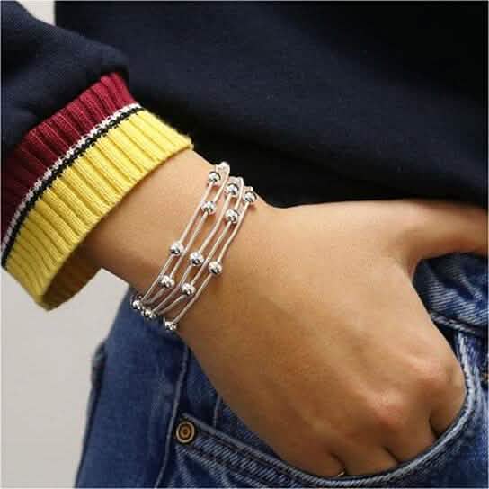 Multi Strand Beaded Snake Chain Bracelet