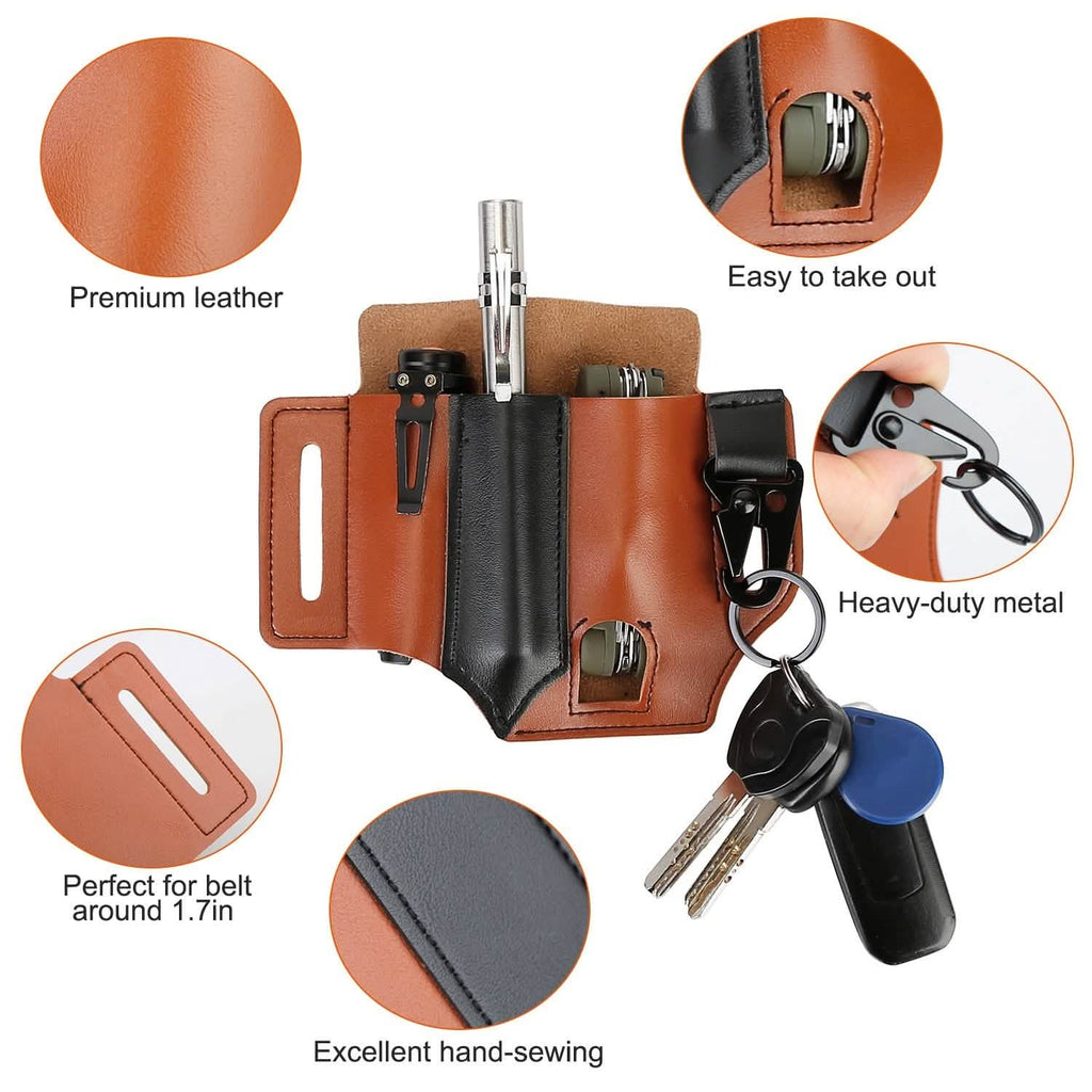 Multi-tool Sheath for Belt Leather EDC Pocket Organizer