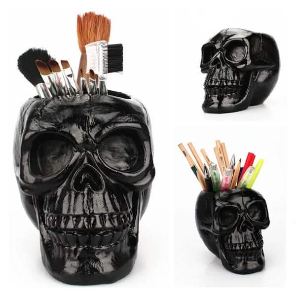 Multifunction Creative Skull Storage Stationery Holder