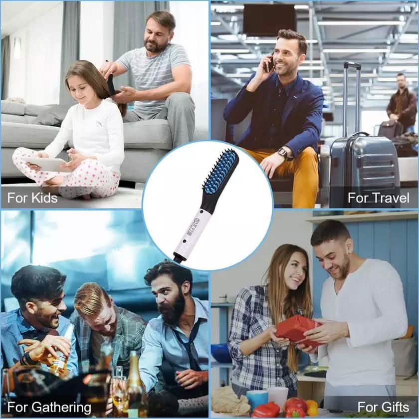 Multifunctional Beard Straightener for Men Electric Hot Hair Straightening Comb