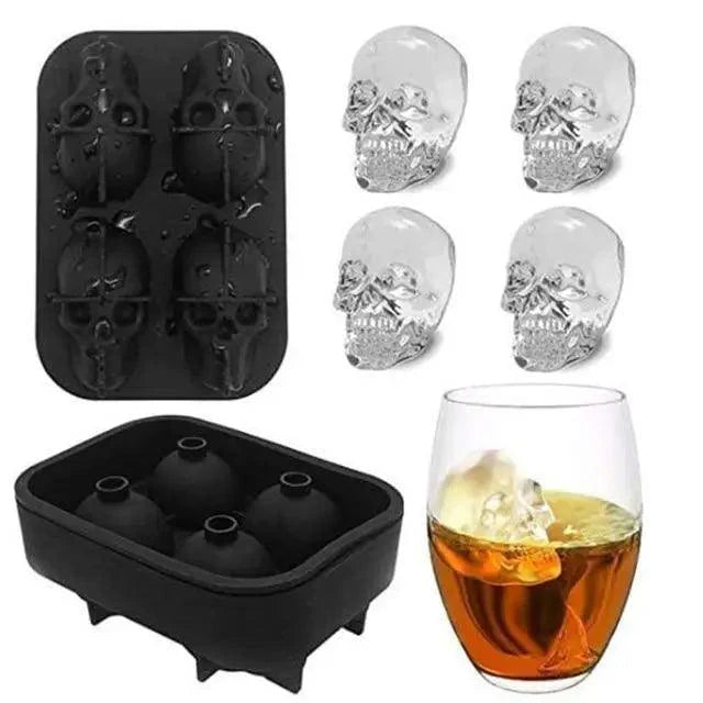 Multifunctional Ice Cube Maker Creative Silica Gel Gun Bullet Skull Shape Tray Mold Home Bar Party Cool Whiskey Wine Ice Cream Bar Tool