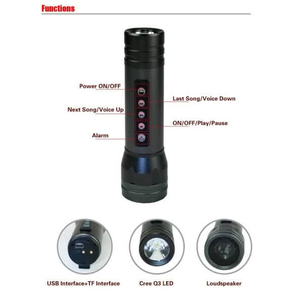 Multifunctional MP3 Music Torch