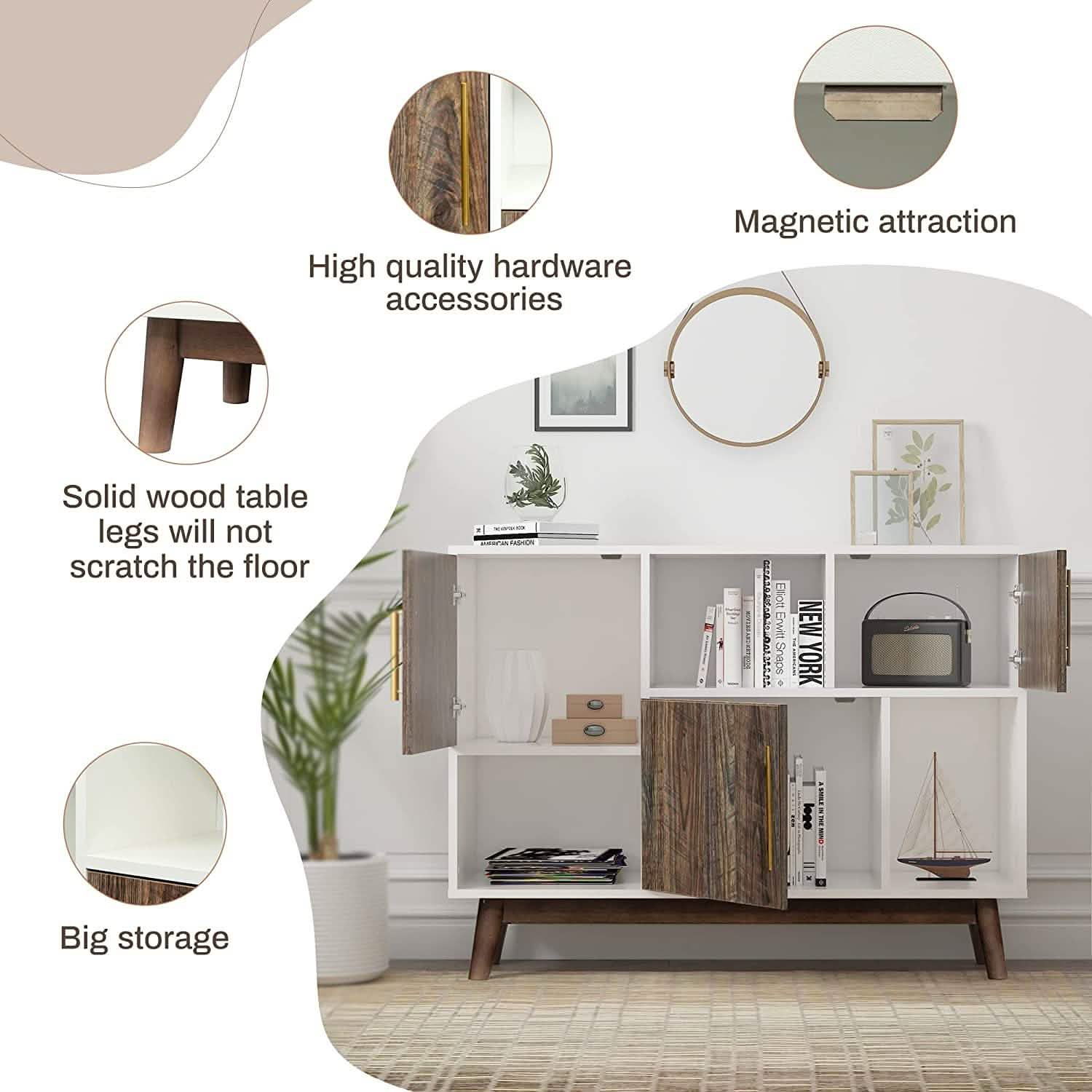 Multifunctional Storage Cabinet Modern Buffet or Kitchen Sideboard