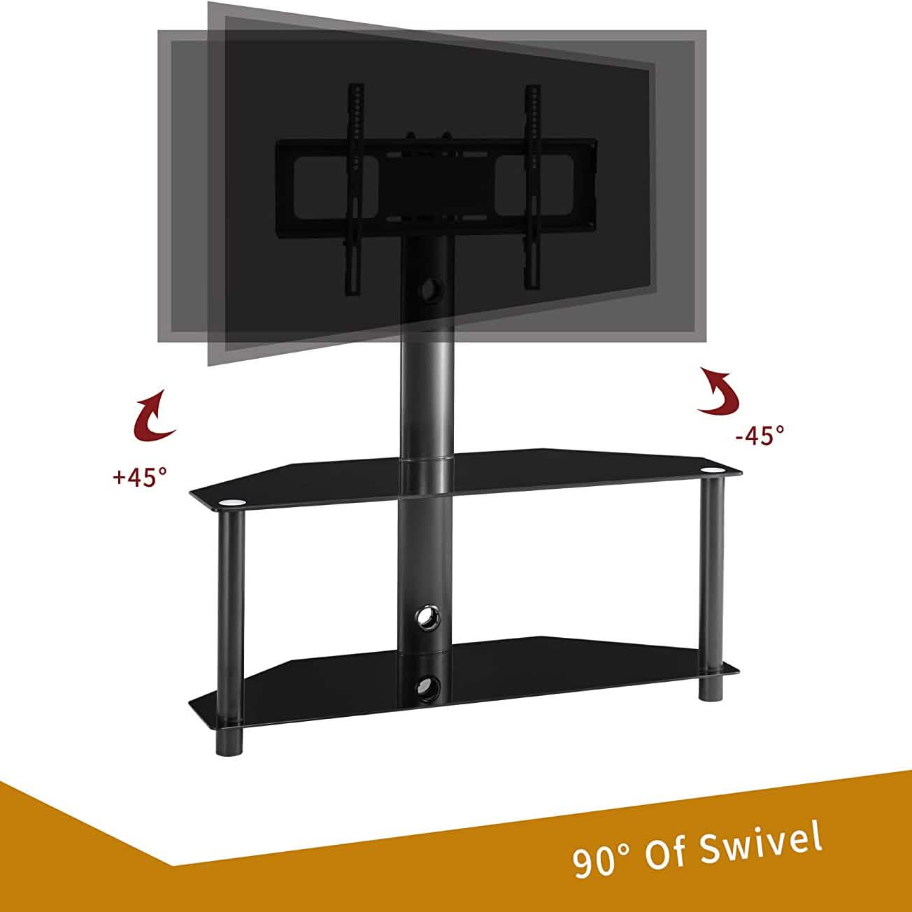 Multifunctional Tempered Glass Metal Frame Floor TV Stand