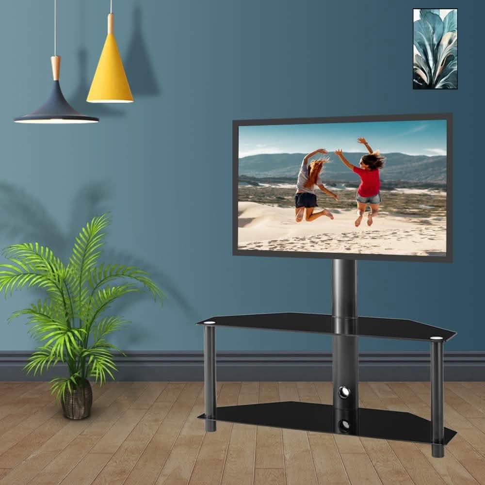 Multifunctional Tempered Glass Metal Frame Floor TV Stand