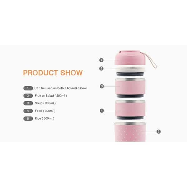 Multilayer Cute Thermal Lunch Box Stainless Steel Food Container