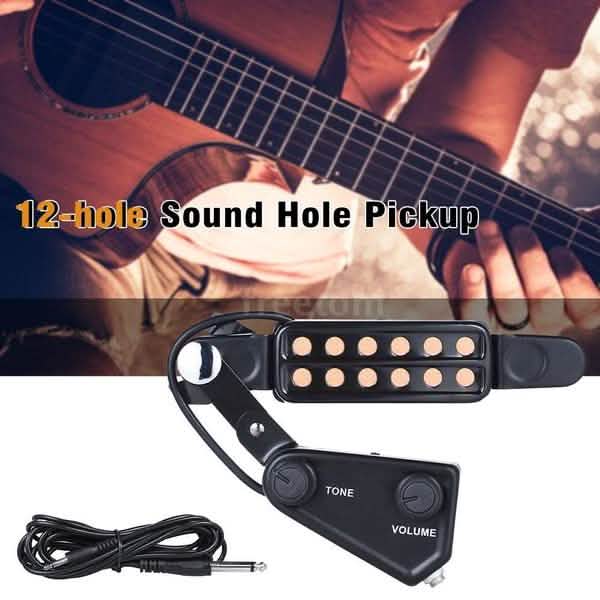 Music Tools 12-hole Acoustic Guitar Sound Hole Pickup Magnetic Transducer with Tone Volume Controller Audio Cable