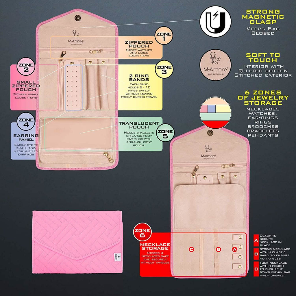 MyAmore' Jewelry Roll Travel Case