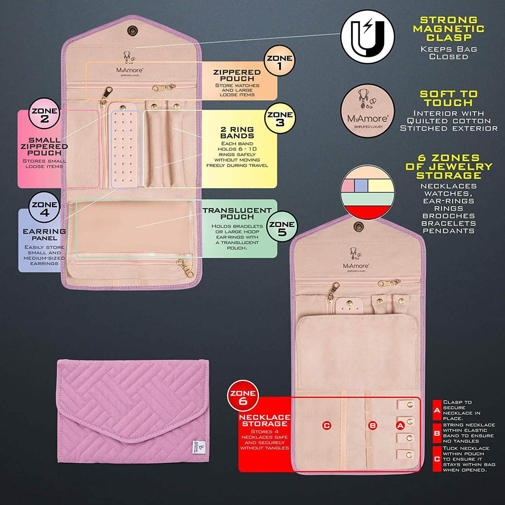 MyAmore' Jewelry Roll Travel Case
