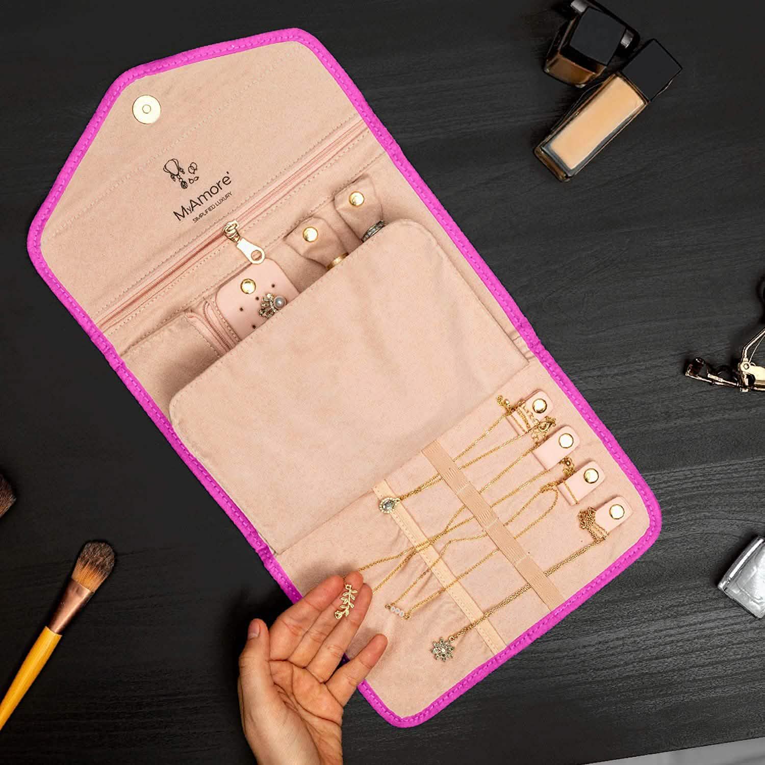 MyAmore' Jewelry Roll Travel Case