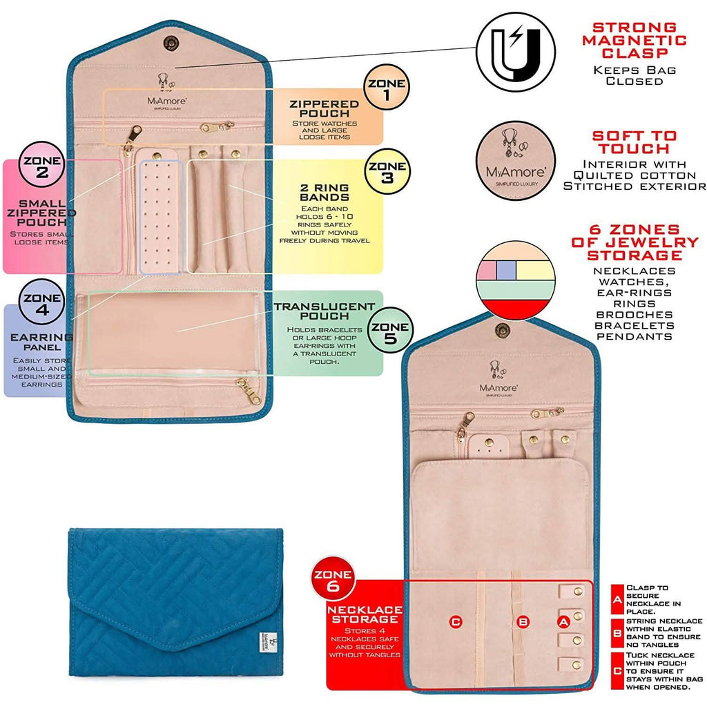 MyAmore' Jewelry Roll Travel Case