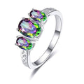 Mystic Topaz Tri Stone Gemstone Ring