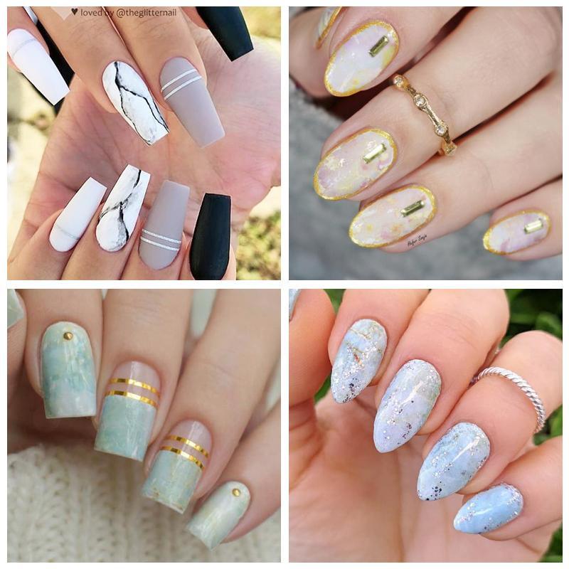 Nail Foils Marble Flower Series Iridescent Nail Art Transfer Sticker Paper Slider Nail Water Decal Design Manicures Decorations  Art Manicures Decoration New Gold Nail Transfer Foils for Nail Arts Nails Supply Holographic Effect Nail Art Foil Stickers Hol