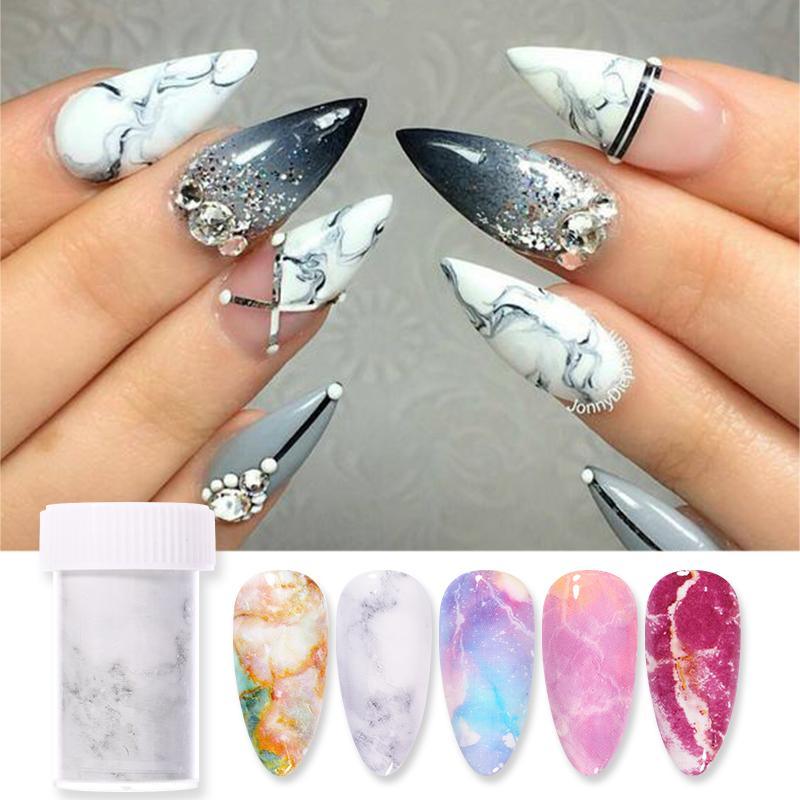 Nail Foils Marble Flower Series Iridescent Nail Art Transfer Sticker Paper Slider Nail Water Decal Design Manicures Decorations  Art Manicures Decoration New Gold Nail Transfer Foils for Nail Arts Nails Supply Holographic Effect Nail Art Foil Stickers Hol