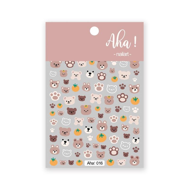 Nail Glue Stickers Stars Moon Cartoon Rabbit Panda Flower Nail Decoration Decals Nail Sticker Nail Art Decorations Design Decoration Acrylic Nail Supplies Designer Nail Decorations for Women Girls Kids 3D Nail Art Stickers Decals