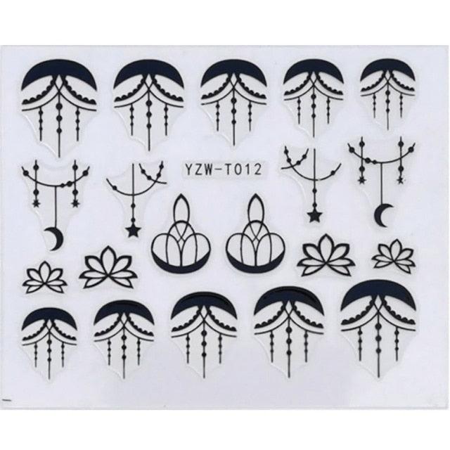 Nail Stickers for Manicure Nail Sticker Sliders For Nails Decal Self-adhesive Nails Figures Transfer Black Accessories Sliders Manicure Decoration 3D Nail Supplies Holographic Decals Transfer Sliders Nail Design Manicures Nail Self-Adhesive Sticker