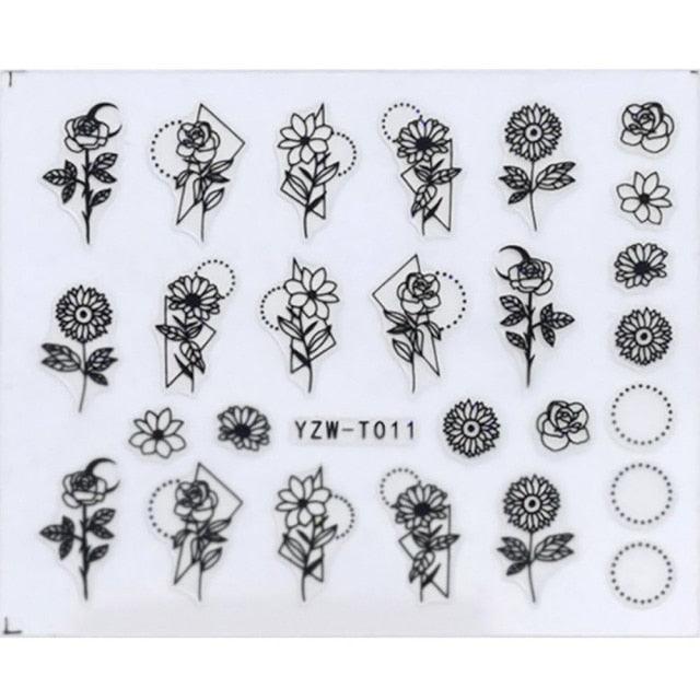 Nail Stickers for Manicure Nail Sticker Sliders For Nails Decal Self-adhesive Nails Figures Transfer Black Accessories Sliders Manicure Decoration 3D Nail Supplies Holographic Decals Transfer Sliders Nail Design Manicures Nail Self-Adhesive Sticker