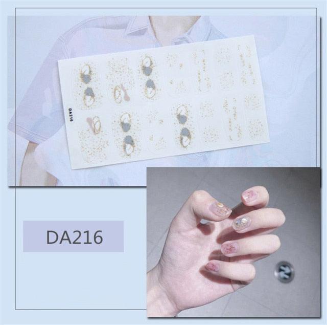 Nail Wraps Polish Decals Strips Golden Glitter 3D Adhesive Full Nail Art Stickers Manicure Kits Women Nail Decorations Accessories Metal Curve Stripe Lines Design Letter Nail Sticker Adhesive Decoration Template Nail Tool Decorations