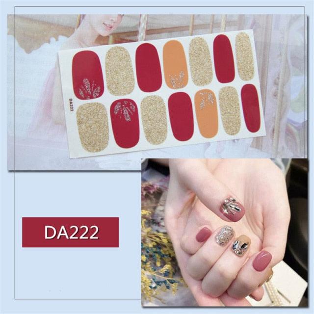 Nail Wraps Polish Decals Strips Golden Glitter 3D Adhesive Full Nail Art Stickers Manicure Kits Women Nail Decorations Accessories Metal Curve Stripe Lines Design Letter Nail Sticker Adhesive Decoration Template Nail Tool Decorations