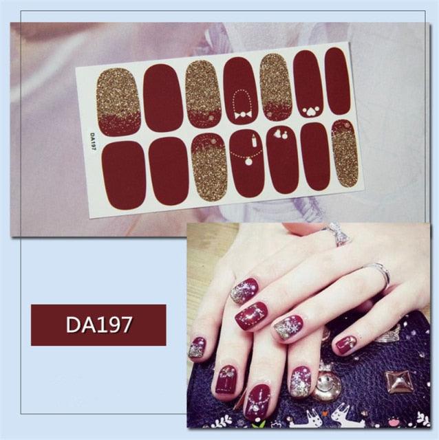 Nail Wraps Polish Decals Strips Golden Glitter 3D Adhesive Full Nail Art Stickers Manicure Kits Women Nail Decorations Accessories Metal Curve Stripe Lines Design Letter Nail Sticker Adhesive Decoration Template Nail Tool Decorations