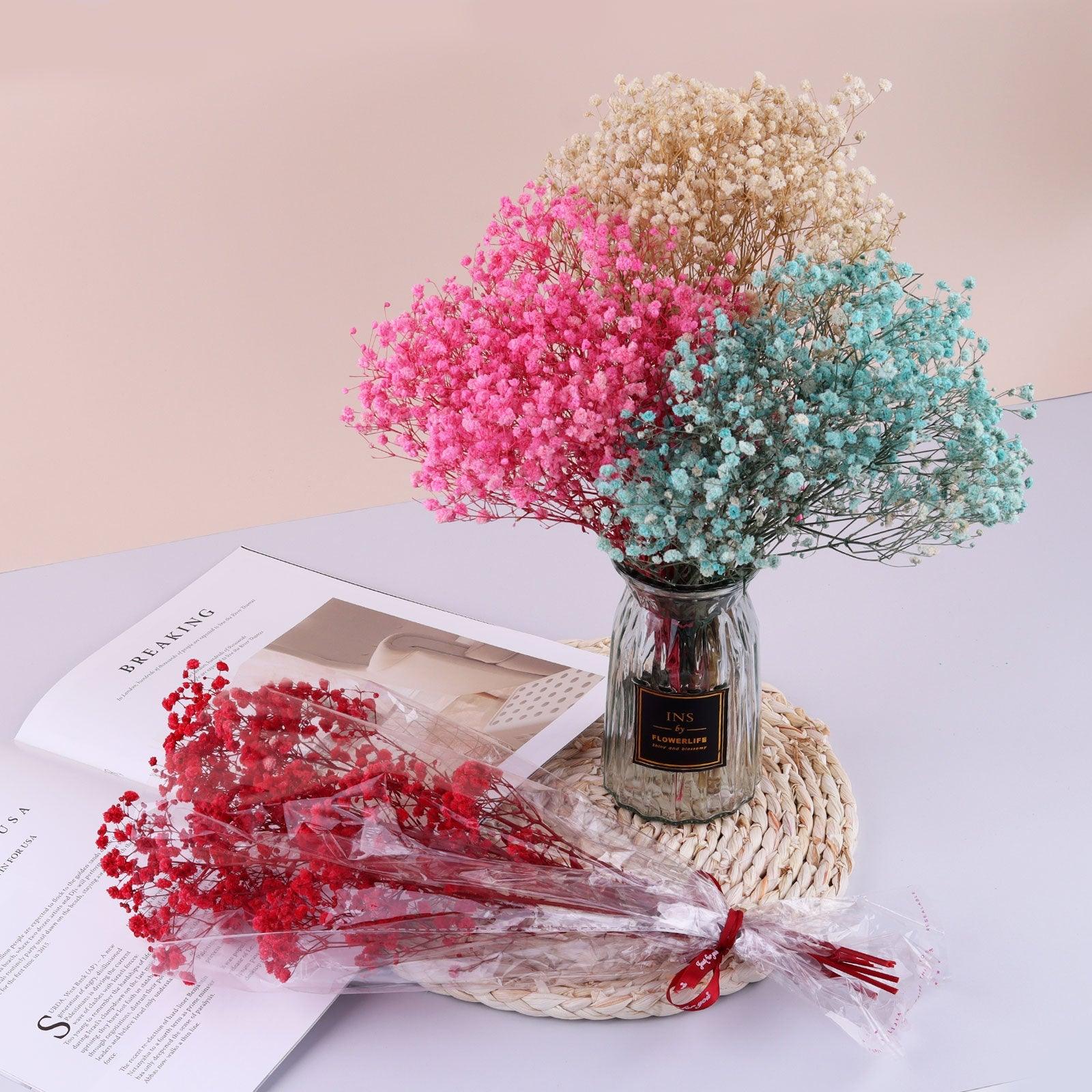 Natural Gypsophila Dried Flowers Mini Babysbreath Flower Preserve Floral  Decor Bouquet Wedding Party Home Backdrop Decor 12cm