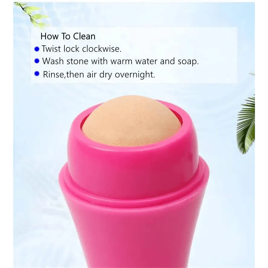 Natural Reusable Oil Resistant Facial Tool Roller Oil Control Rolling Stone Women Makeup Face Skin Care Tool Facial Cleaning Oil Absorption Roller On Ball Suitable for Traveling At Home Or Going Conduct For Facial Massage